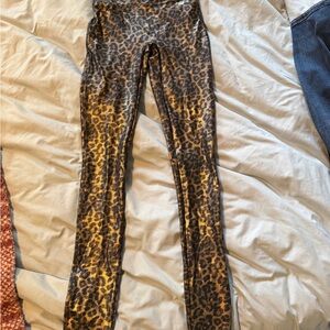 SPANX Black and Brown Leopard Shiny Leggings